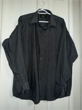 Men's size 17, 34-35 size large shirt Black Button-Up Dress‎ Shirt Irvine park